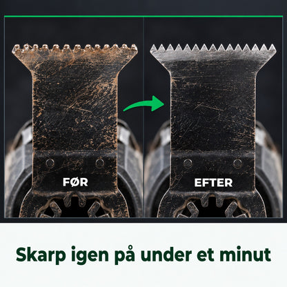 Savblad før og efter slibning
