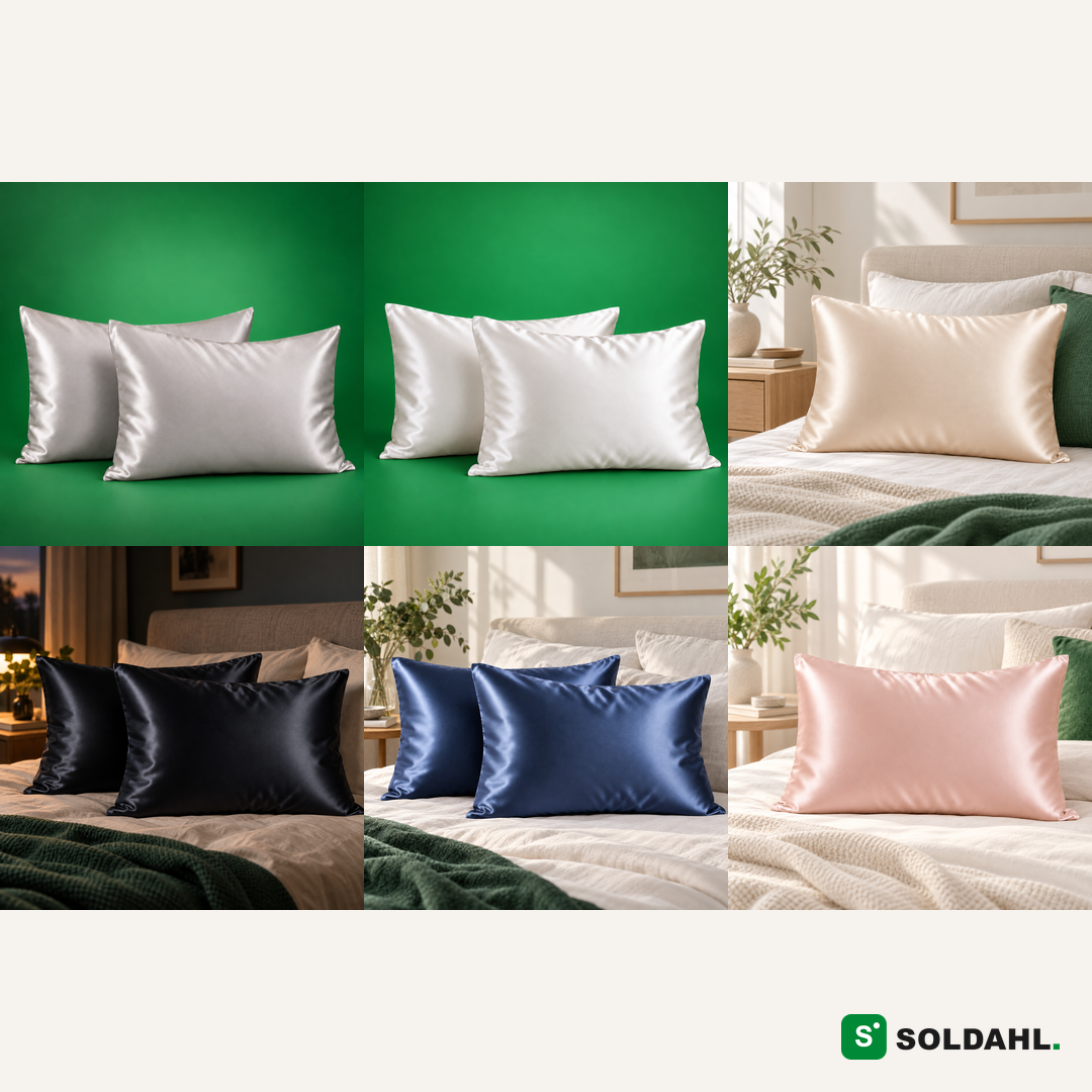 Silkesro fås i seks farver: Pearl grey, Cloud, Champagne, Midnight, Blue Moon og Soft pink