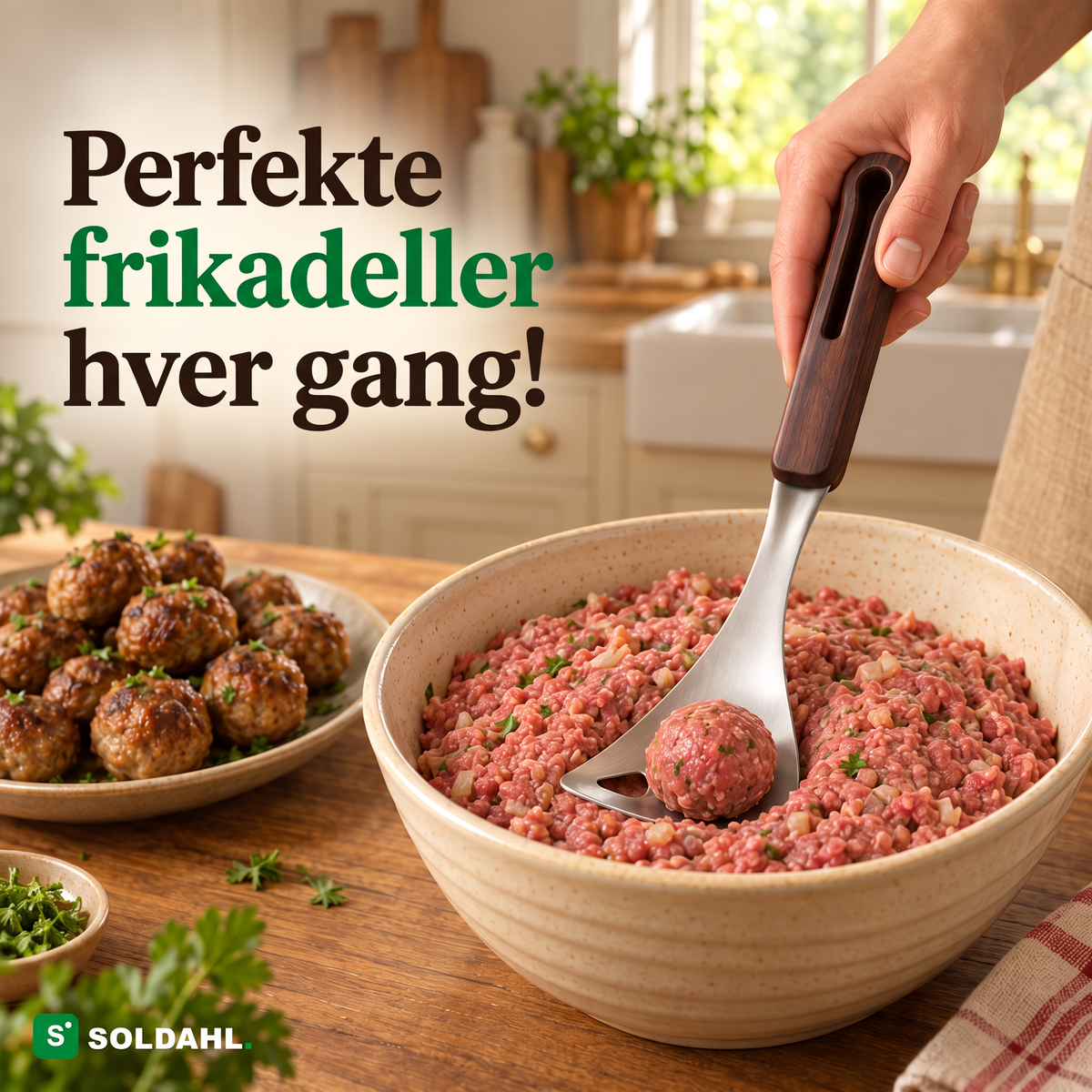 Perfekte frikadeller hver gang: Soldahl Bullen frikadelleske i køkkenet