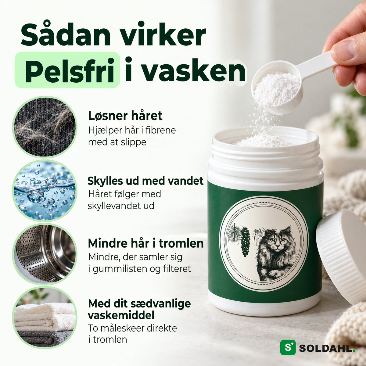 Sådan virker Pelsfri i vasken: løsner håret, og det skylles ud med vandet