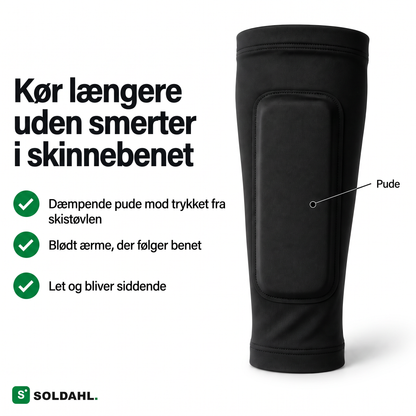 Kør længere uden ømme skinneben, sort Støvlero med dæmpende pude