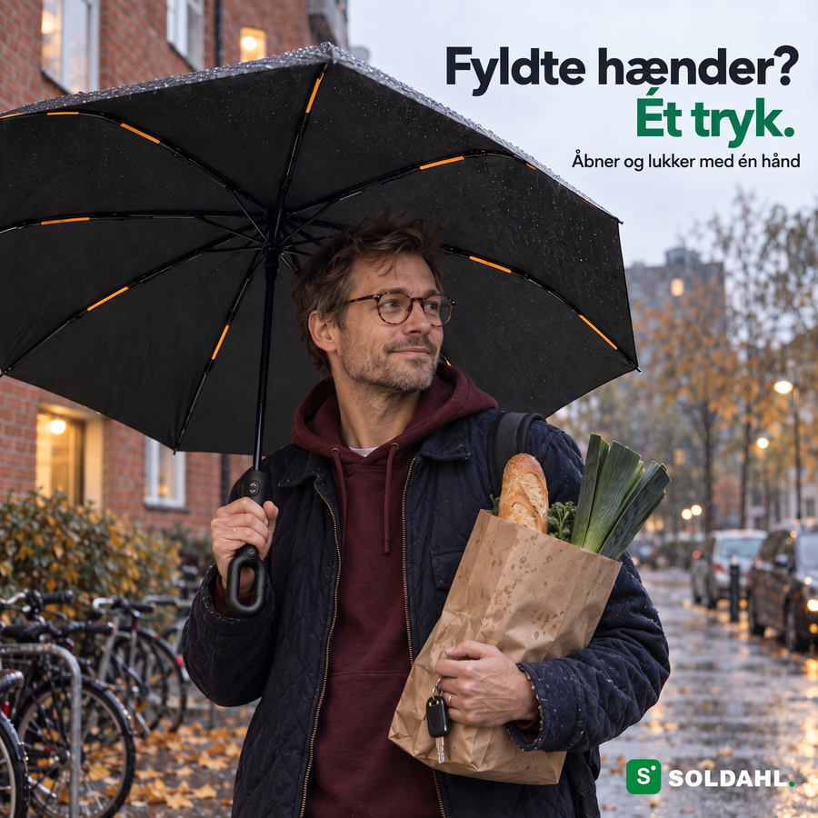 Efterårsblæsten vender almindelige paraplyer ud og ind. Det her fjedrer tilbage.