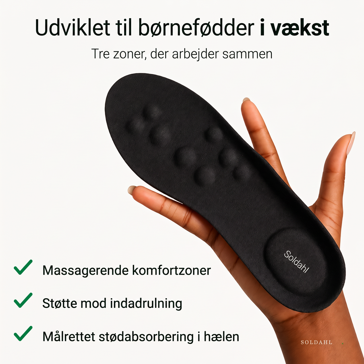 Udviklet til børnefødder i vækst, tre zoner der arbejder sammen
